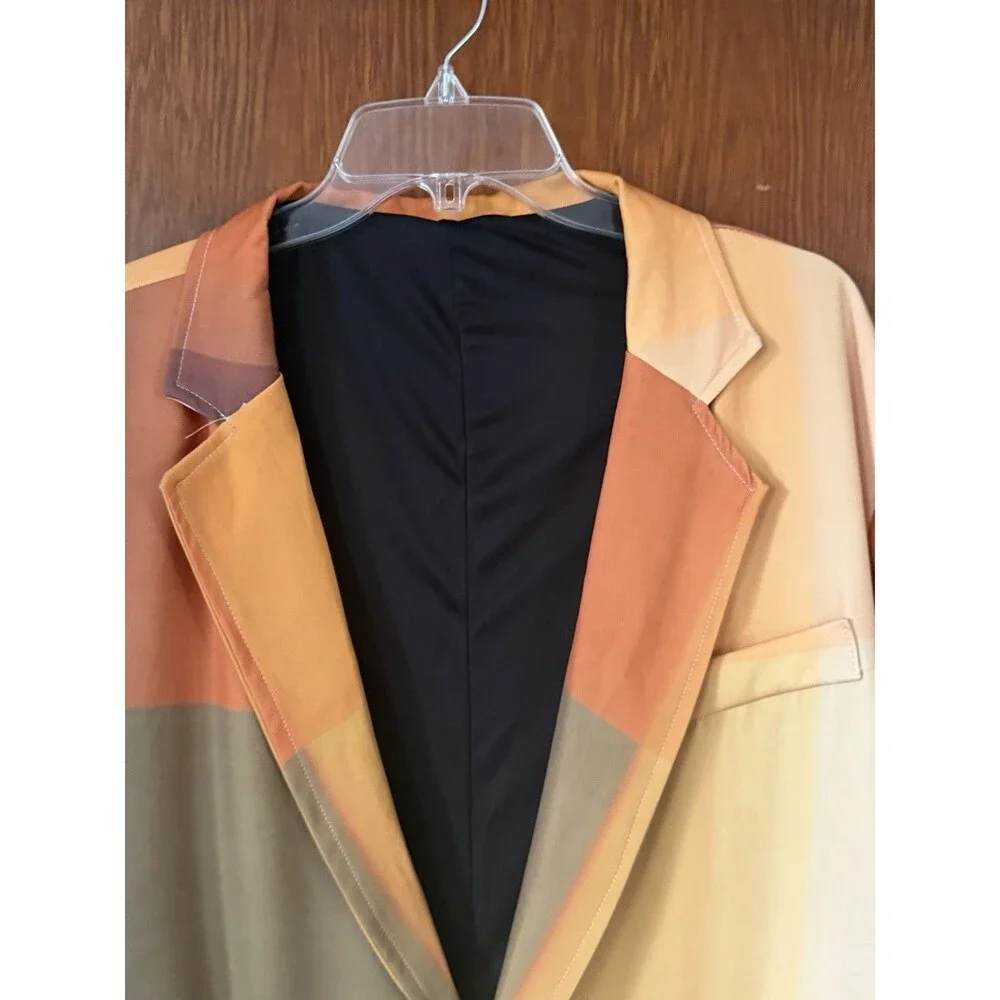 Mens Blazer Brown Beige Colorblock Patchwork Sport Coat Formal Party Jacket